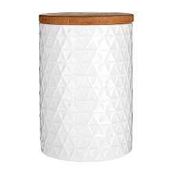 Biela dóza s bambusovým vrchnákom Premier Housewares White Tri Canister, ⌀ 10 cm