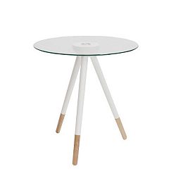 Biely odkladací stolík Canett Misty Glass