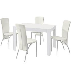 Set jedálenského stola a 4 bielych jedálenských stoličiek Støraa Lori Nevada Puro White