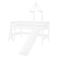 Biela detská poschodová posteľ z masívneho bukového dreva Mobi furniture Luk, 200 × 90 cm