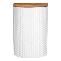Biela dóza s bambusovým vrchnákom Premier Housewares, ⌀ 10 cm