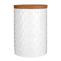 Biela dóza s bambusovým vrchnákom Premier Housewares White Tri Canister, ⌀ 10 cm