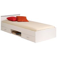 Biela jednolôžková posteľ s 2 zásuvkami Parisot Apollina, 90 x 200 cm