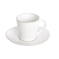 Biela keramická šálka na čaj s tanierikom Ego Dekor Nova, 190 ml