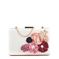 Biela listová kabelka s ružovými kvetmi Sofia Cardoni