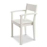 Biela ručne vyrobená stolička z masívneho brezového dreva s opierkami Kiteen Joki
