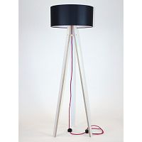 Biela stojacia lampa s čiernym tienidlom a červeným káblom Ragaba Wanda