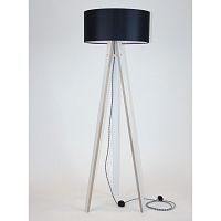 Biela stojacia lampa s čiernym tienidlom a čierno-bielym káblom Ragaba Wanda