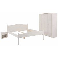 Biely 3-dielny dvojlôžkový posteľný set z borovicového dreva Støraa Maine