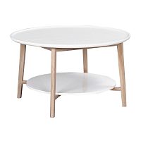 Biely dubový konferenčný stolík s matne lakovanými nohami Folke Pixie, ⌀ 90 cm