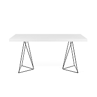 Biely jedálenský stôl s kovovými nohami TemaHome Trestle, dĺžka 160 cm