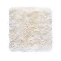 Biely koberec z ovčej kožušiny Royal Dream Zealand, 70 x 70 cm