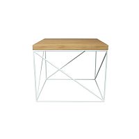 Biely konferenčný stolík s doskou z dubového dreva Take Me HOME Hamburg, 53 × 53 cm