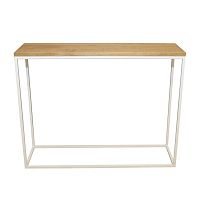 Biely konzolový stolík s doskou z dubového dreva Take Me HOME, 100 × 30 cm