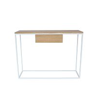 Biely konzolový stolík s doskou z dubového dreva Take Me HOME Radom, 100 × 30 cm