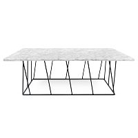 Biely mramorový konferenčný stolík s čiernymi nohami TemaHome Helix, 120 cm
