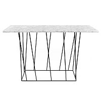 Biely mramorový konzolový stolík s čiernymi nohami TemaHome Helix