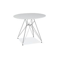 Biely odkladací stolík s oceľovou konštrukciou, ⌀ 74 cm
