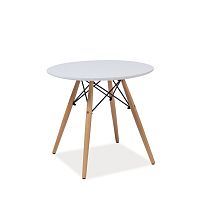 Biely okrúhly stôl s nohami z kaučukového dreva Signal Soho, ⌀ 90 cm