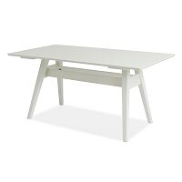 Biely ručne vyrobený jedálenský stôl z masívneho brezového dreva  Kiteen Notte, 75 x 140 cm