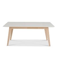 Biely ručne vyrobený konferenčný stolík z masívneho brezového dreva Kiteen Kolo