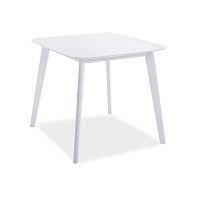 Biely stôl s nohami z kaučukového dreva Signal Sigma, 80 × 80 cm