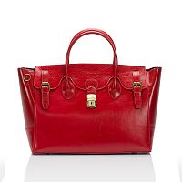 Červená kožená kabelka Lisa Minardi Bifrenia