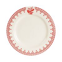 Červeno-biely dezertný tanier Comptoir de Famille Damier, 22 cm