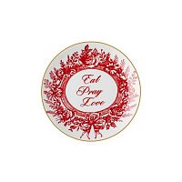 Červeno-biely porcelánový tanier Vivas Eat, Ø 23 cm