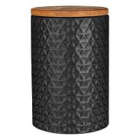 Čierna dóza s bambusovým vrchnákom Premier Housewares Black, ⌀ 10 x 15 cm