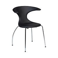 Čierna jedálenská stolička s pochrómovanou podnožou DAN–FORM Flair