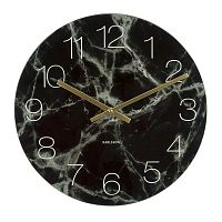 Čierne nástenné hodiny Karlsson Glass Marble, ⌀ 17 cm