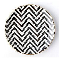Čierno-biely porcelánový tanier Vivas Zigzag, Ø 23 cm