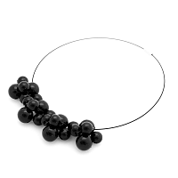 Čierny drevený náhrdelník ko–ra–le Bubbles