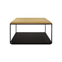 Čierny konferenčný stolík s doskou z dubového dreva Take Me HOME, 80 × 80 cm