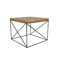 Čierny konferenčný stolík s doskou z dubového dreva Take Me HOME Hamburg, 53 × 53 cm