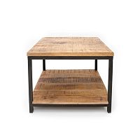 Čierny konferenčný stolík s doskou z mangového dreva LABEL51 Vintage, 80 × 80 cm