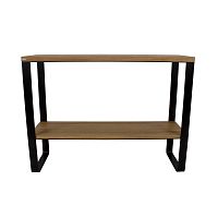 Čierny konzolový stolík s doskou z dubového dreva Take Me HOME Linea, 100 × 30 cm