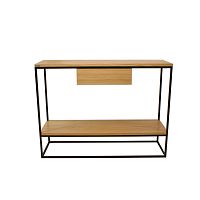 Čierny konzolový stolík s doskou z dubového dreva Take Me HOME Lubin, 100 × 30 cm