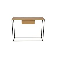 Čierny konzolový stolík s doskou z dubového dreva Take Me HOME Radom, 100 × 30 cm