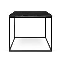 Čierny mramorový konferenčný stolík s čiernymi nohami TemaHome Gleam, 50 cm