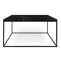 Čierny mramorový konferenčný stolík s čiernymi nohami TemaHome Gleam, 75 cm