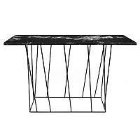 Čierny mramorový konzolový stolík s čiernymi nohami TemaHome Helix