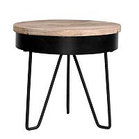Čierny príručný stolík s drevenou doskou LABEL51 Saran
