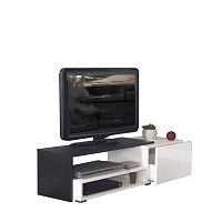 Čierny televízny stolík s bielymi zásuvkami Symbiosis Albert, šírka 120 cm