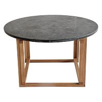 Čierny žulový konferenčný stolík s podnožou z dubového dreva RGE Accent, ⌀ 85 cm
