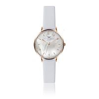 Dámske hodinky s bielym koženým remienkom Victoria Walls Pearl