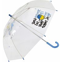 Detský transparentný dáždnik s modrou rukoväťou Smiley World