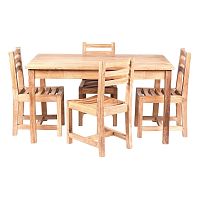 Detský záhradný stôl so 4 stoličkami z teakového dreva Massive Home Junior