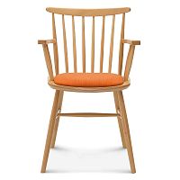 Drevená stolička s oranžovým čalúnením Fameg Asger